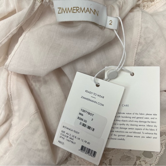 Zimmermann Botanica Teddy Lace Camisole Bodysuit in Milk - Picture 4 of 7